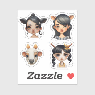 Sticker Fille Amoureux des animaux