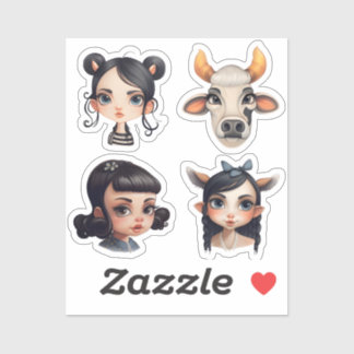 Sticker Fille Amoureux des animaux