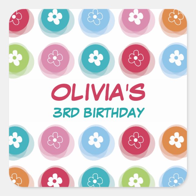 Sticker Fille Anniversaire Fille Dots Couleur Fuzz (Devant)