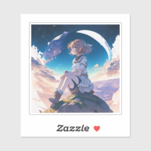 Sticker Fille assise au bord de l'espace