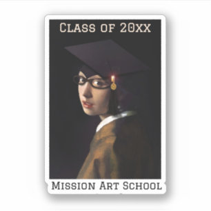 Sticker Fille avec les lunettes Graduation