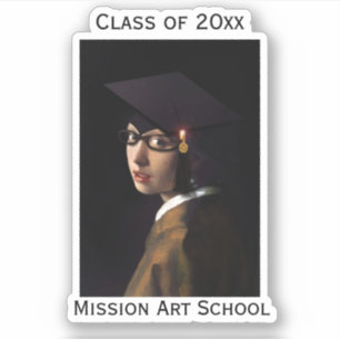 Sticker Fille avec les lunettes Graduation