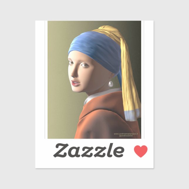 Sticker Fille avec une perle (Feuille)