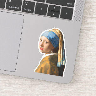 Sticker Fille avec une perle d'oreille Portrait Peinture