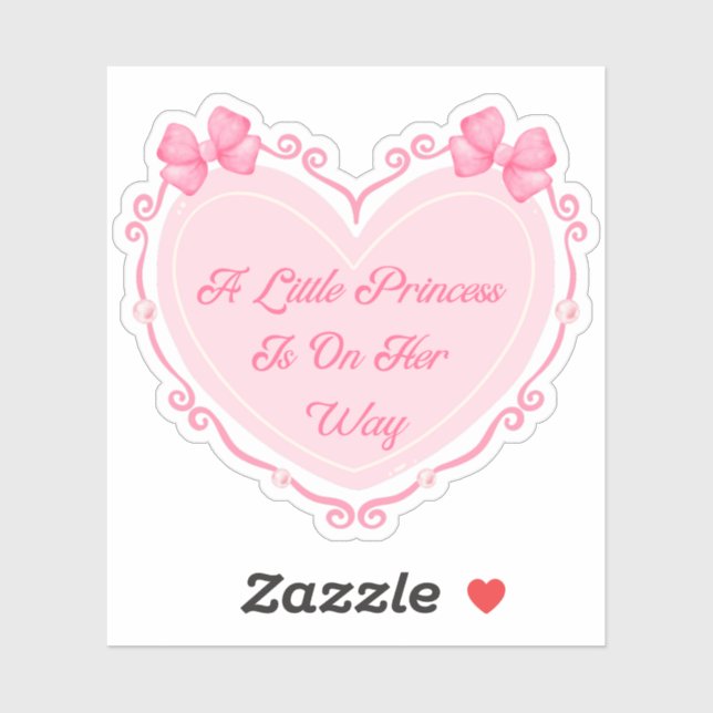 Sticker fille baby shower coeur rose (Feuille)