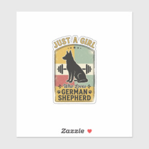 Sticker Fille Berger Allemand Chemise Rétro Amoureux de Ch