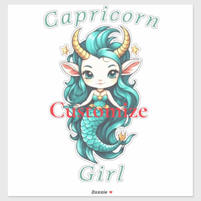 Sticker Fille Capricorne Sirène Thunder_Cove (Feuille)