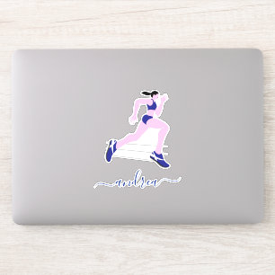 Sticker Fille Coureur Marathon Piste Athlète Nom