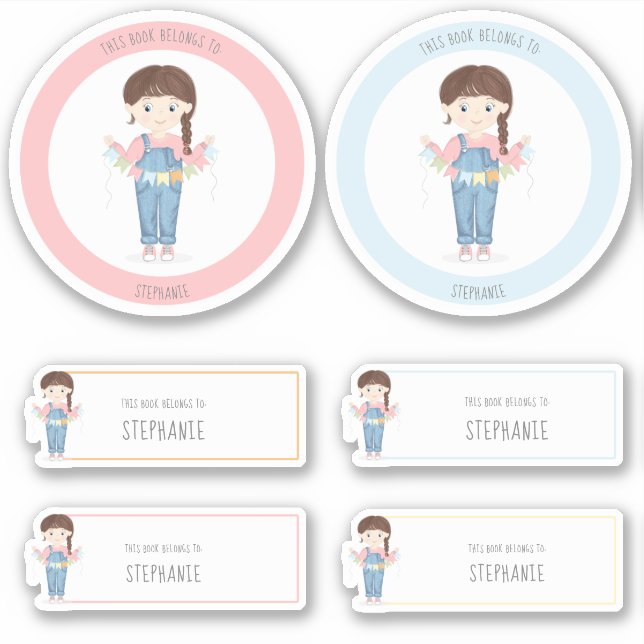 Sticker Fille d'anniversaire dans les salles Brunette (Devant)