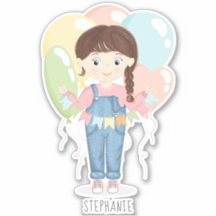 Sticker Fille d'anniversaire dans les salles Brunette