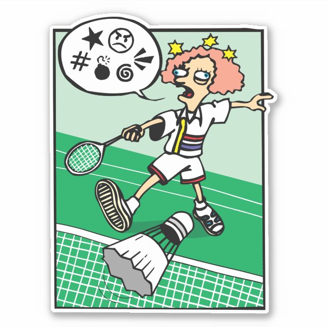 Sticker Fille de badminton jurant (Devant)