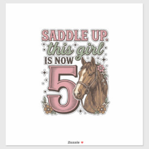 Sticker Fille de selle 5e anniversaire Cheval Chemise de C