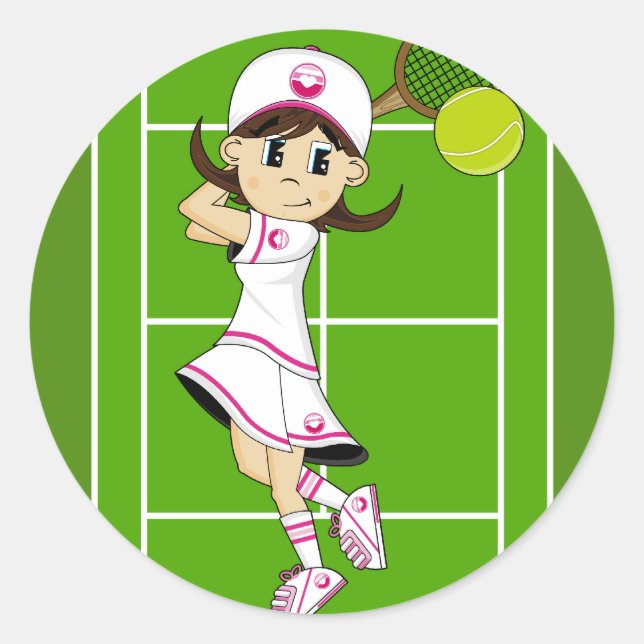 Sticker fille de tennis mignonne (Devant)