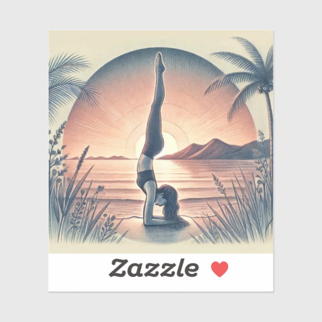 Sticker Fille de yoga (Feuille)