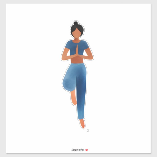 Sticker Fille de yoga, art du yoga  (Feuille)