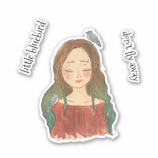 Sticker Fille des Merles Bleus N'envole Pas (Devant)