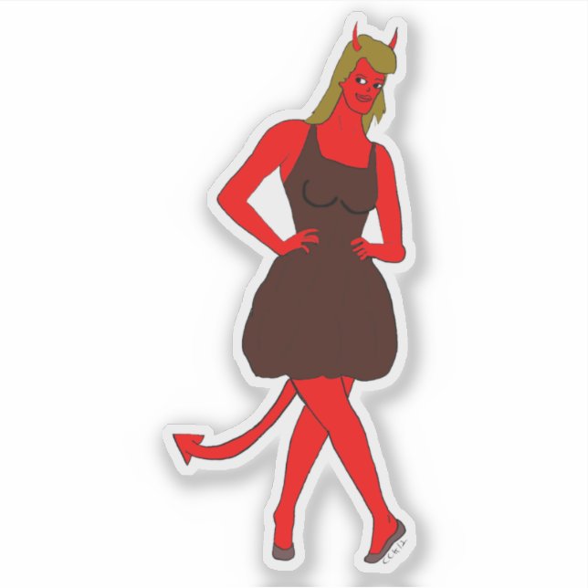 Sticker fille diable (Devant)