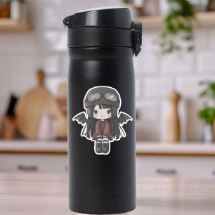 Sticker Fille gothique ailes de pilote personnalisées Anim