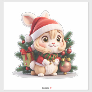 Sticker Fille lapine de Noël