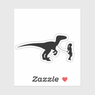 Sticker Fille Marcher Son Animal Dinosaur Drôle Drôle Gag