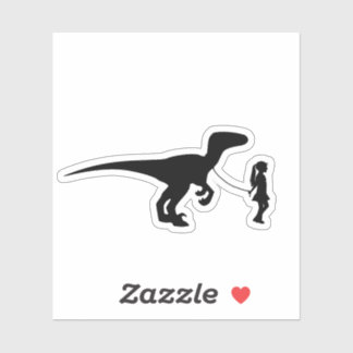 Sticker Fille Marcher Son Animal Dinosaur Drôle Drôle Gag