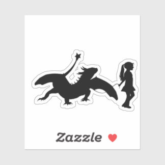 Sticker Fille Marcher Son Pet Dragon Drôle Gag Cadeau