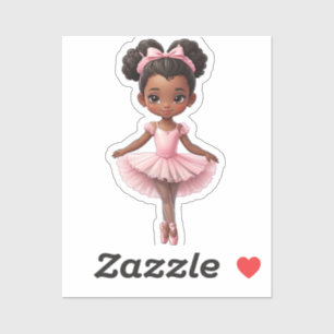 Sticker Fille noire Ballerina Rose Ballet