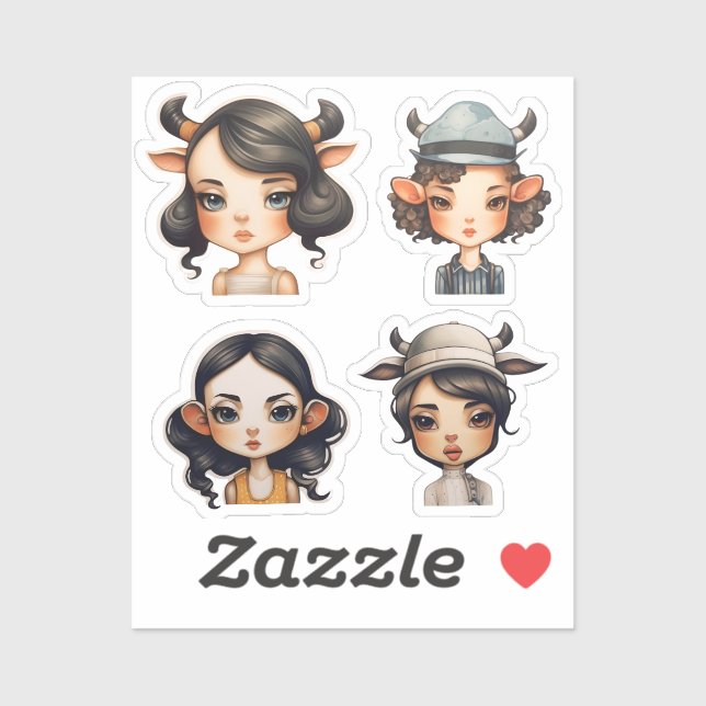 Sticker Fille Oreilles d'animal (Feuille)