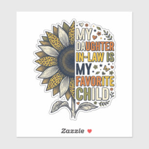 Sticker Fille préférée belle-fille Tournesol Vintage S