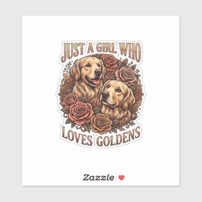 Sticker Fille qui aime simplement les roses pour chiens Go (Feuille)