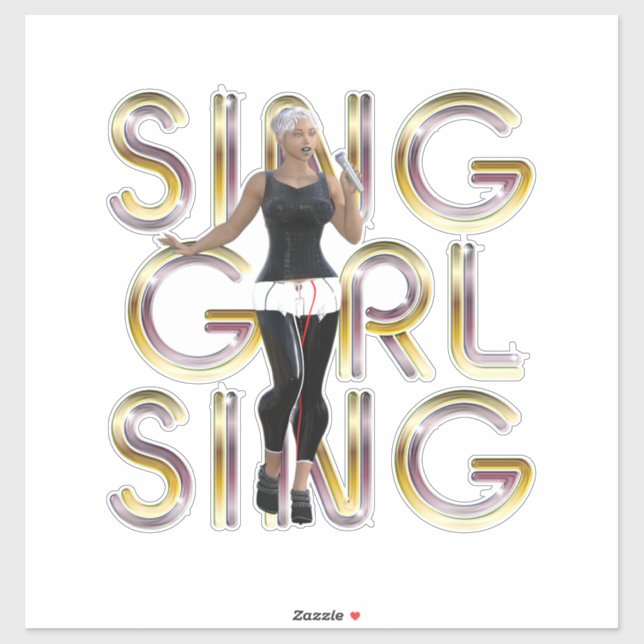 Sticker Fille qui chante chante (Feuille)