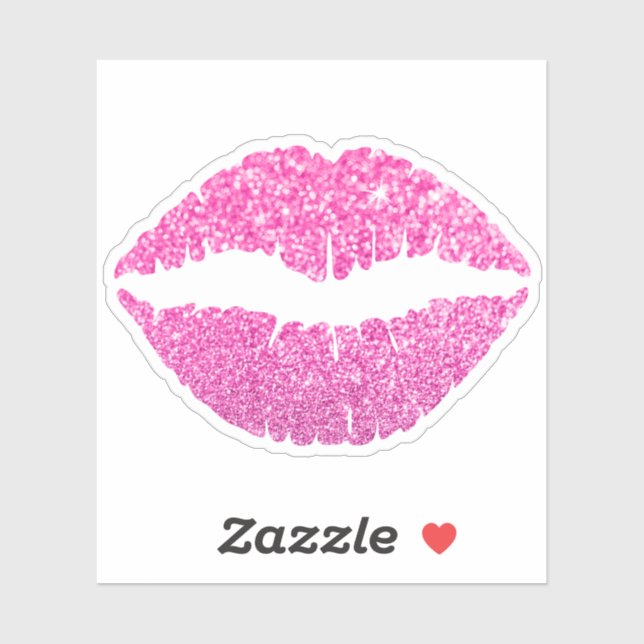 Sticker Fille rose Faux Parties scintillant Lipstick Kiss (Feuille)