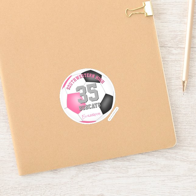 Sticker Fille rose noir personnalisé football (Carnet)