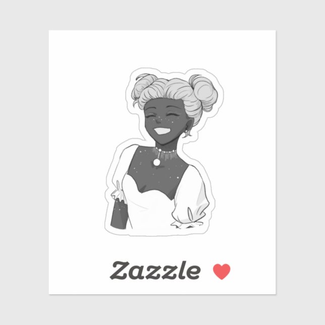 Sticker Fille sourire brillante (Feuille)