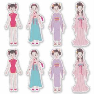 Sticker Filles asiatiques