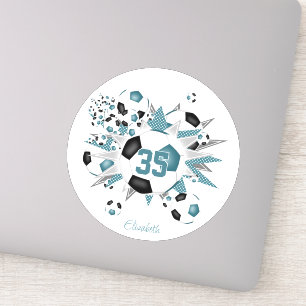 Sticker filles balle de football personnalisées étoiles tu