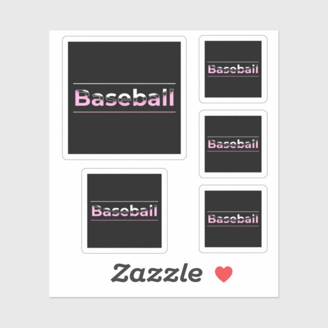 Sticker Filles Baseball - Typographie Géométrique Rose (Feuille)