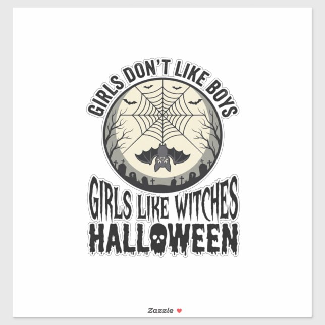 Sticker Filles comme sorcières Halloween Design Vector Vin (Feuille)