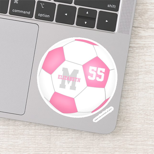 Sticker Filles de football blanc rose personnalisées (Détail)