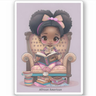 Sticker Filles du monde de la lecture - Afro-Américain