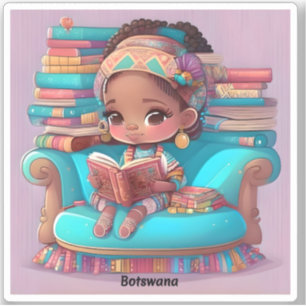 Sticker Filles du monde de la lecture - Botswana