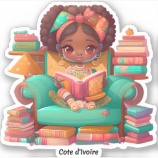 Sticker Filles du monde de la lecture - Côte d'Ivoire