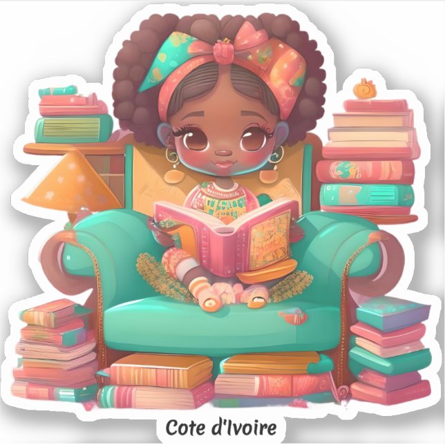 Sticker Filles du monde de la lecture - Côte d'Ivoire (Devant)