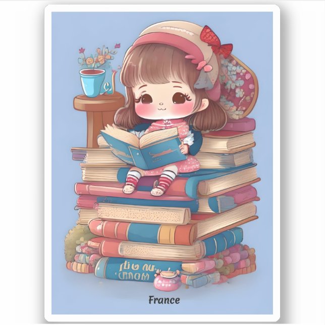 Sticker Filles du monde de la lecture - France (Devant)