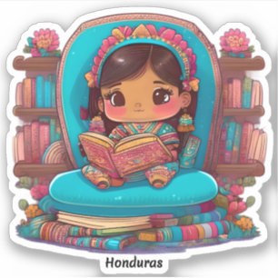 Sticker Filles du monde de la lecture - Honduras