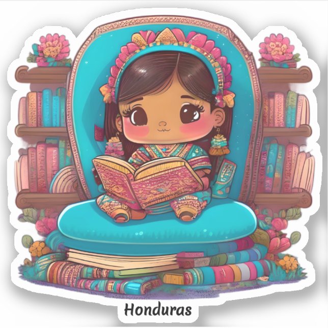 Sticker Filles du monde de la lecture - Honduras (Devant)
