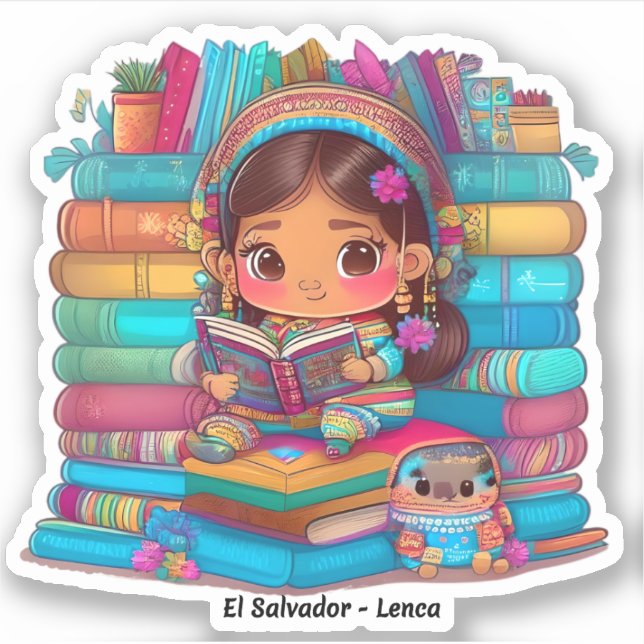 Sticker Filles du monde de la lecture - Lenca du Salvador (Devant)