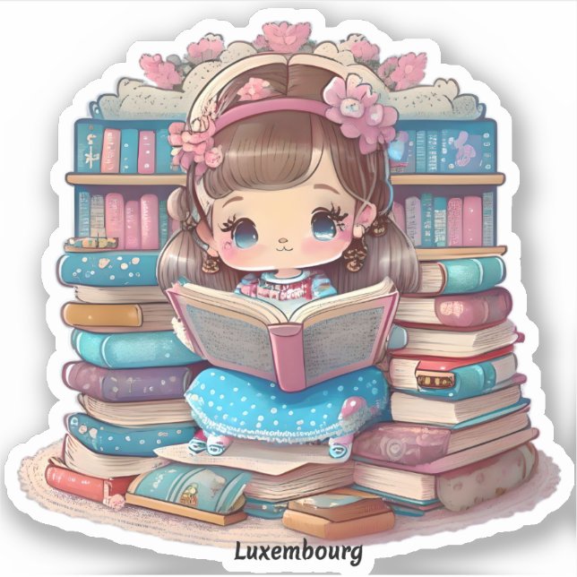 Sticker Filles du monde de la lecture - Luxembourg (Devant)