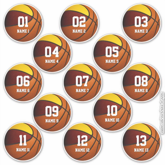 Sticker filles garçons marron jeu d'or de 13 basket-ball (Devant)