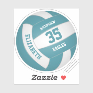 Sticker filles garçons simple turquoise blanc volley-ball
